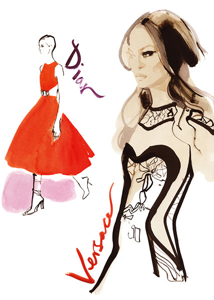 David Downton Fashion - Dior Versace - David Downton